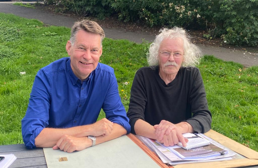 Murdo Fraser with Nigel Mullan, Convenor of the Newburgh Train Station Group