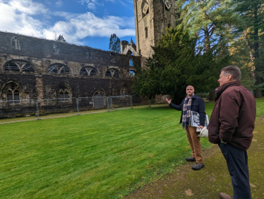 Murdo Fraser MSP during his site visit to Dunkeld Cathedral